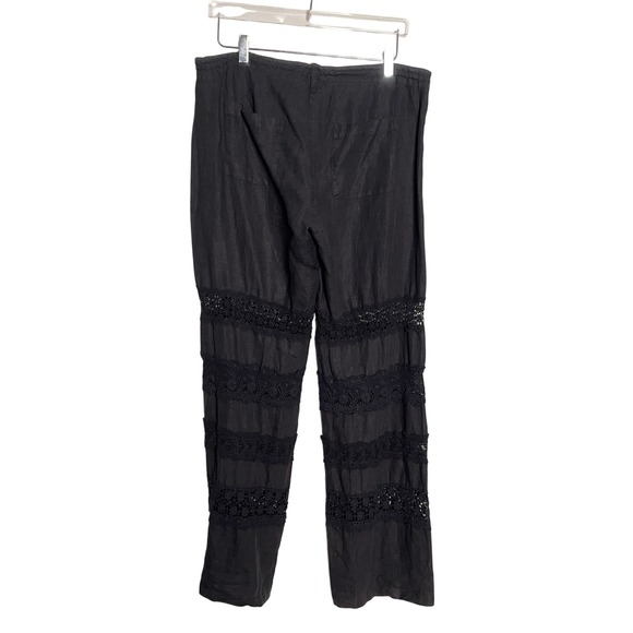 Johnny Was Womens 100% Linen Lace Lightweight Pants Size M Black - Picture 2 of 12